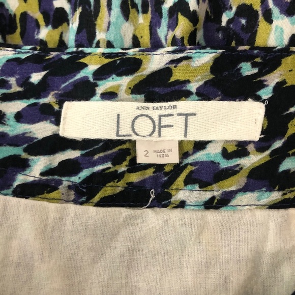 Ann Taylor LOFT Cotton Purple Green Skirt Size 2 - Picture 4 of 4